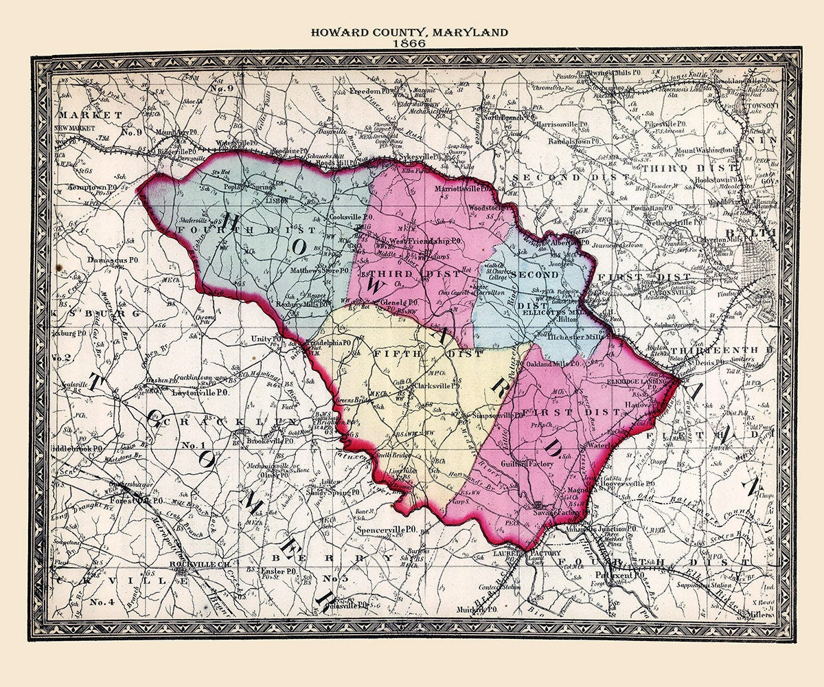 1866 Map of Howard County Maryland