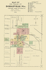 1878 Town Map of Dodgeville Wisconsin