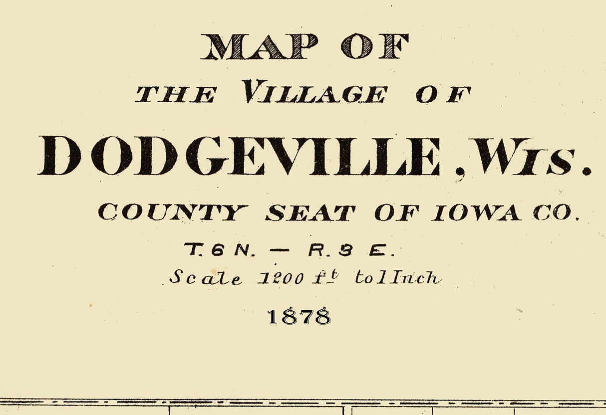 1878 Town Map of Dodgeville Wisconsin