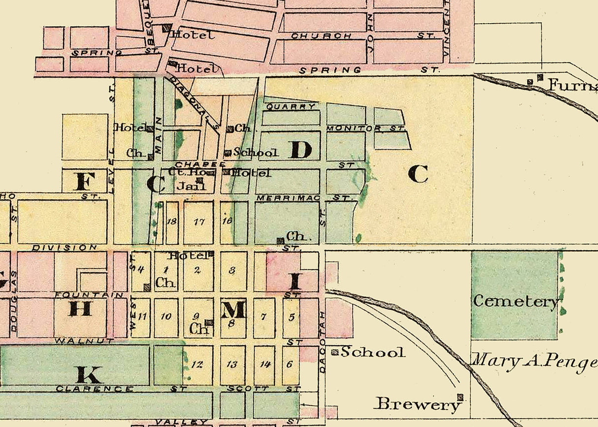 1878 Town Map of Dodgeville Wisconsin