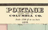 1878 Map of Portage Columbia County Wisconsin
