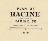 1878 Map of Racine Racine County Wisconsin