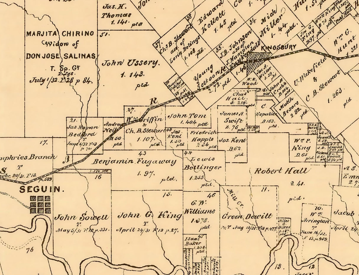 1880 Map of Guadalupe County Texas