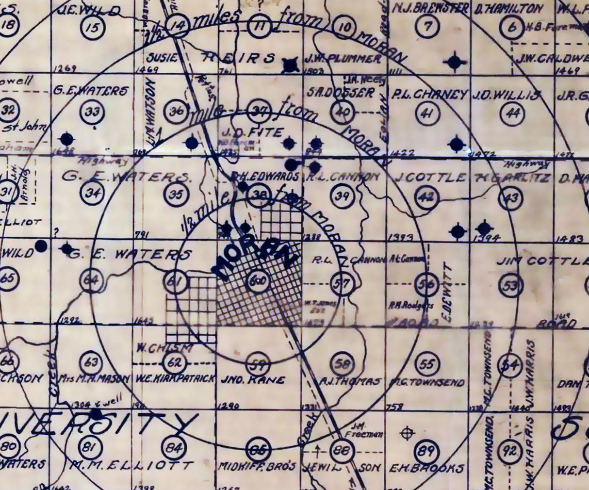1913 Map of Moran Oil Well Field Texas Shackleford and Callahan County