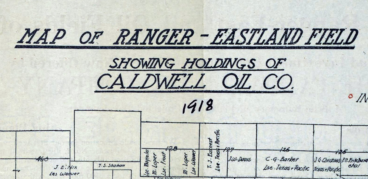 1918 Map of Ranger and Eastland Oil Well Field Texas