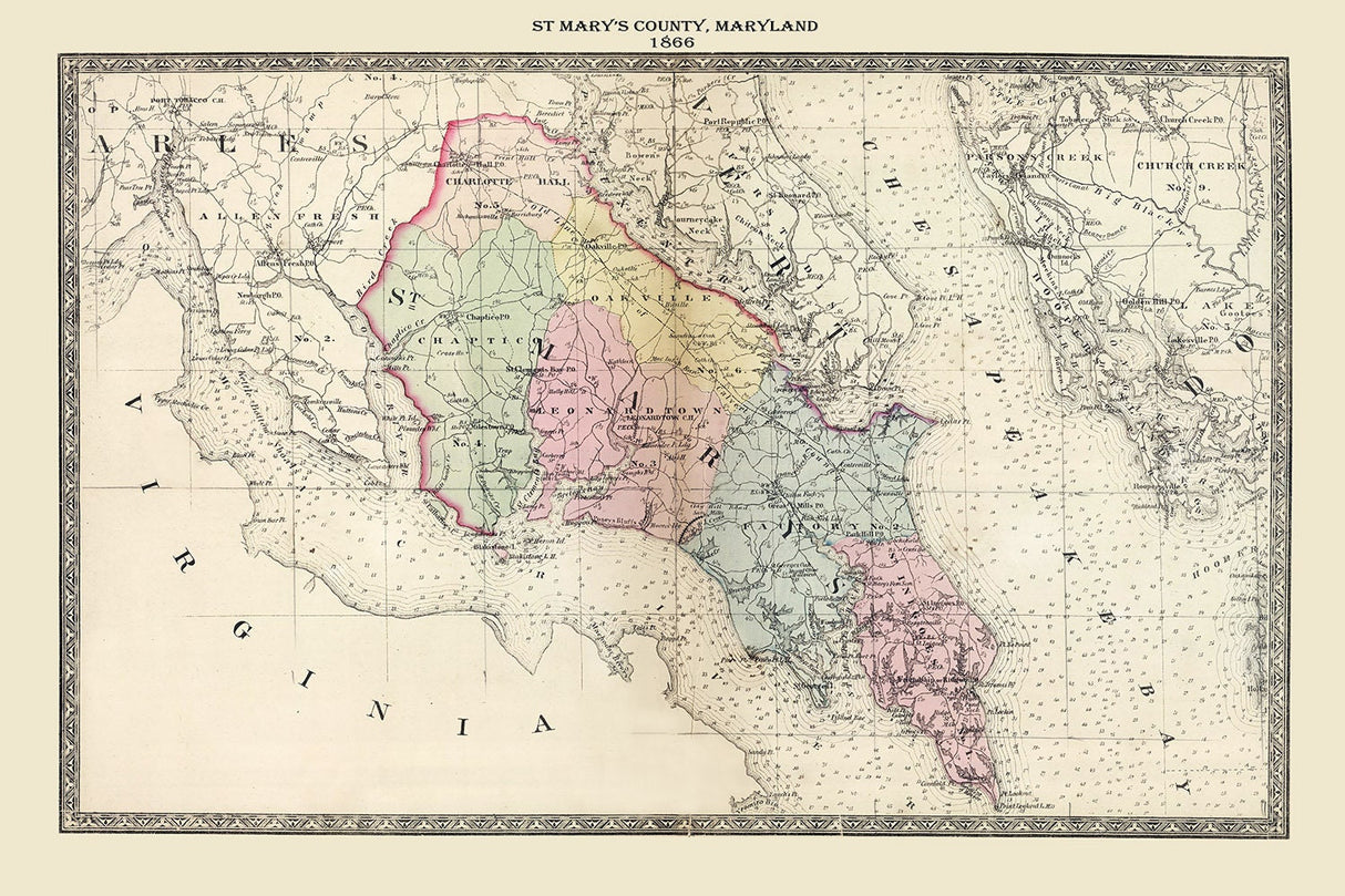 1866 Map of St Marys County Maryland