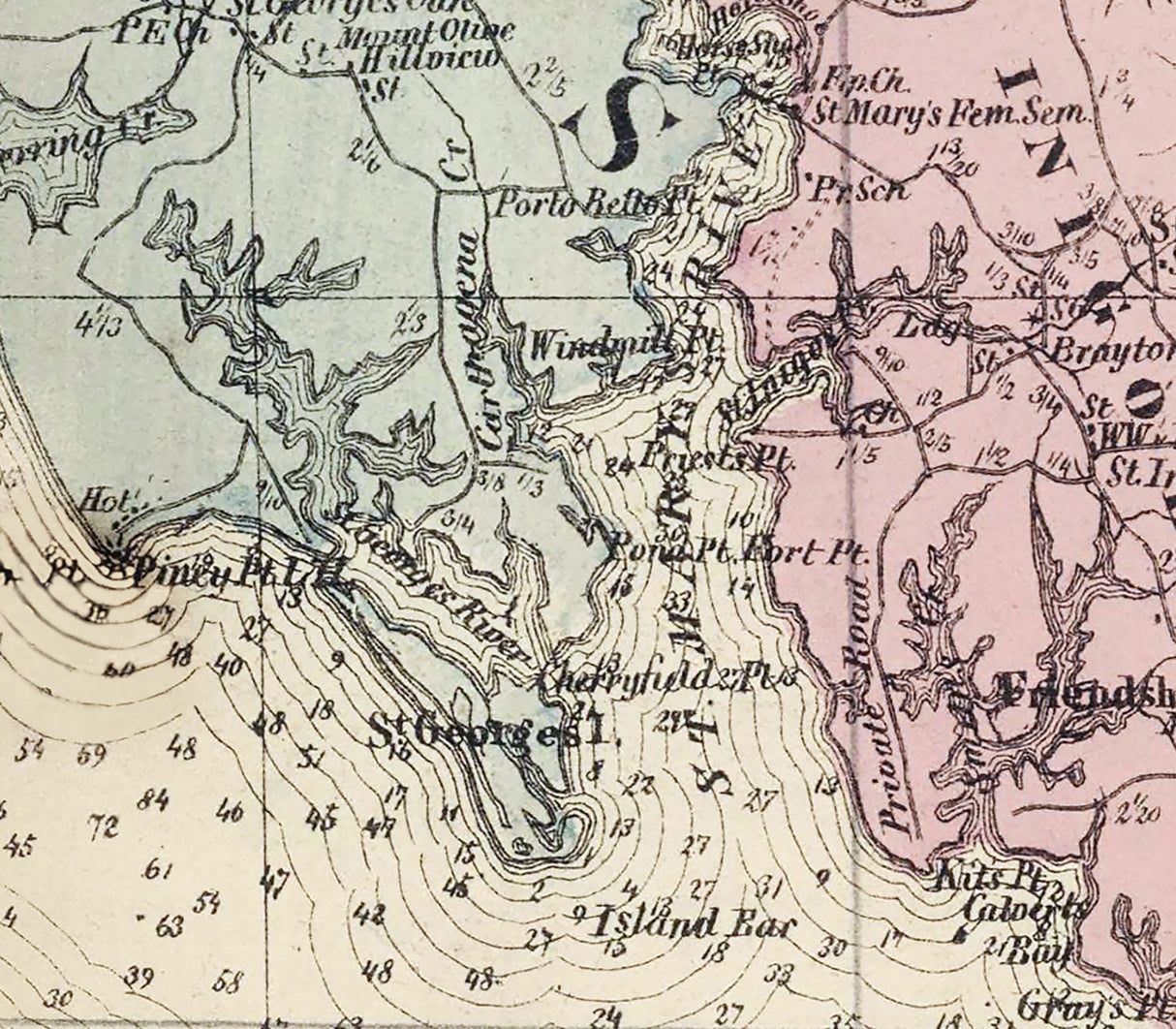 1866 Map of St Marys County Maryland