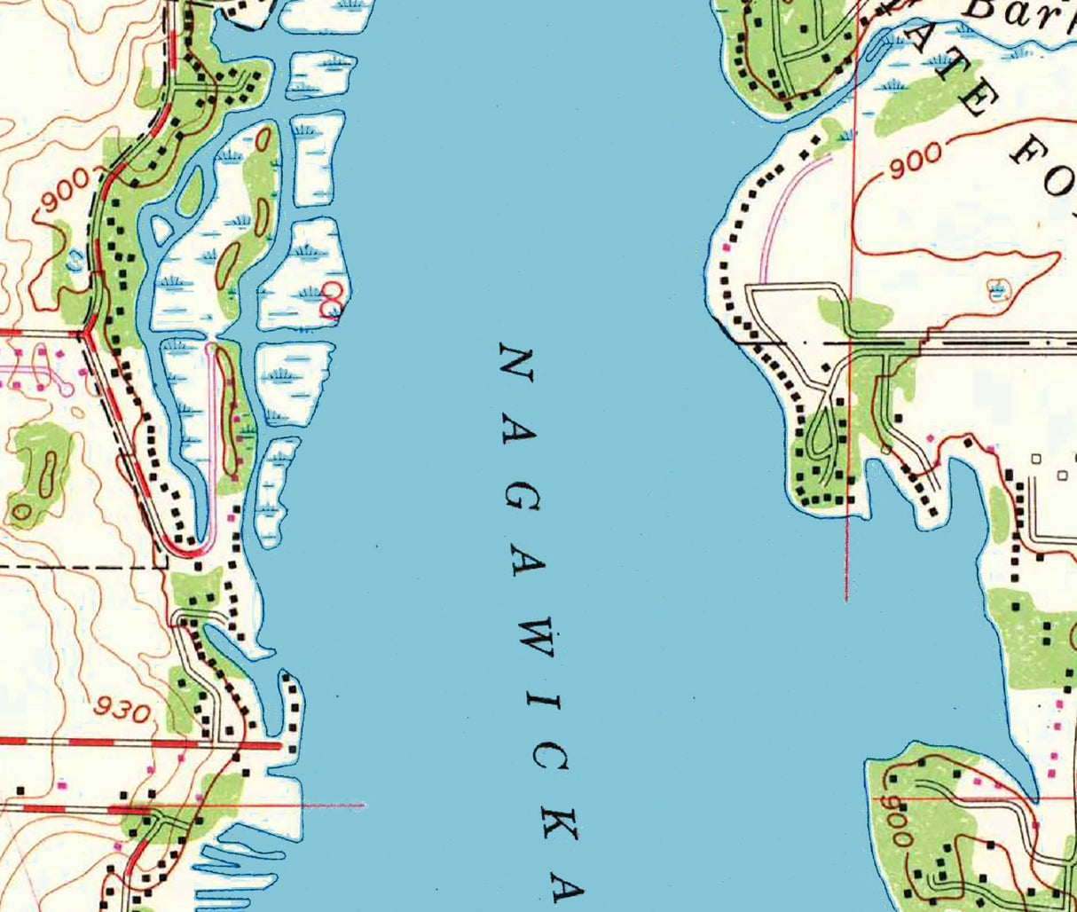 1973 Map of Nagawicka Lake Delafield Wisconsin