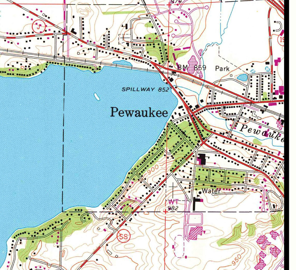 1977 Map of Pewaukee Lake Wisconsin