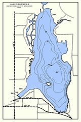 1955 Map of Lake Nagawicka Waukesha County Wisconsin