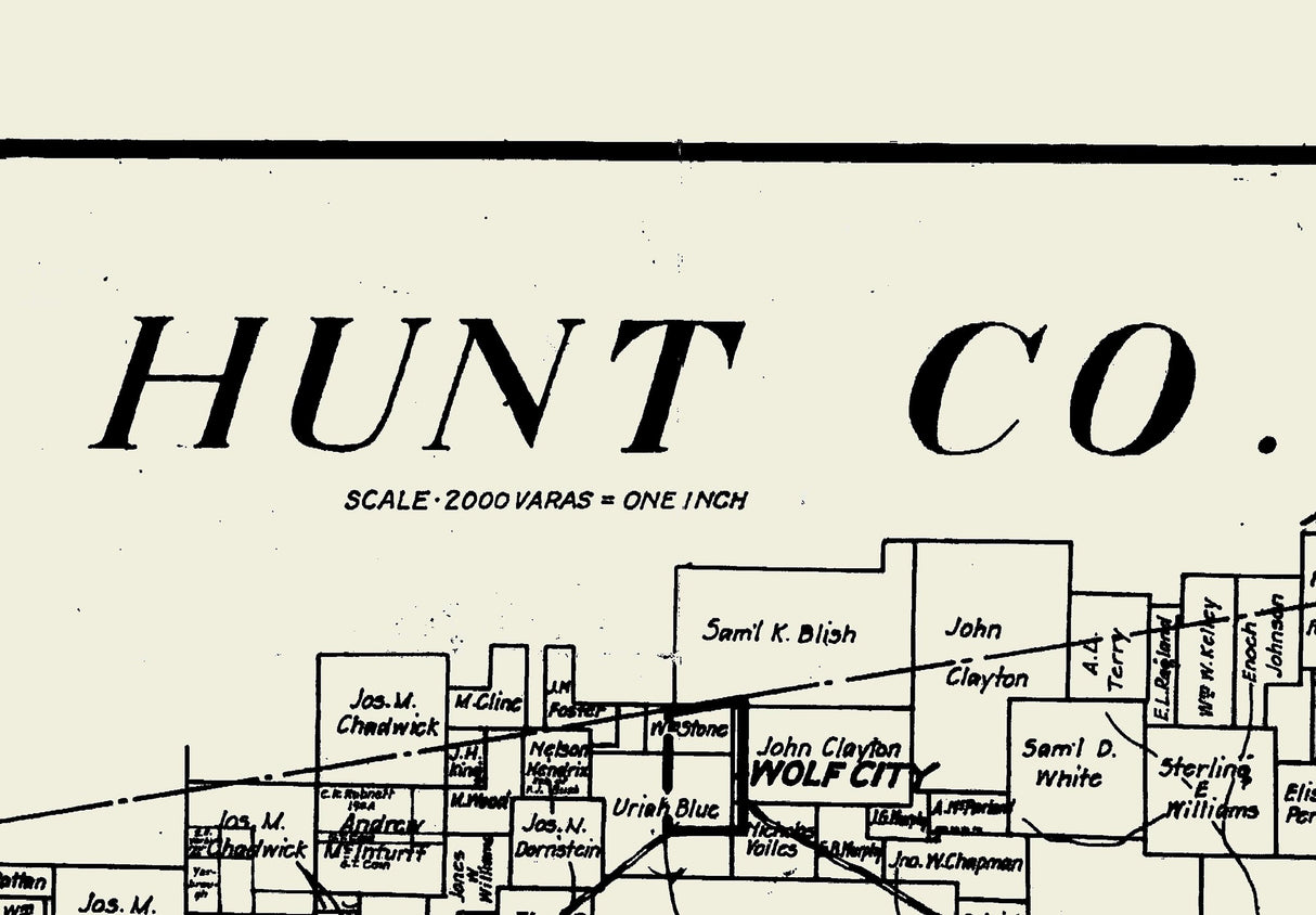 1920 Farm Line Map of Hunt County Texas