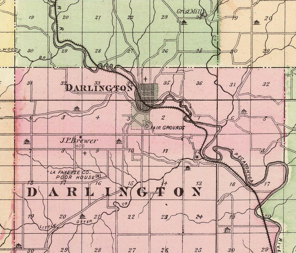 1878 Map of Lafayette County Wisconsin