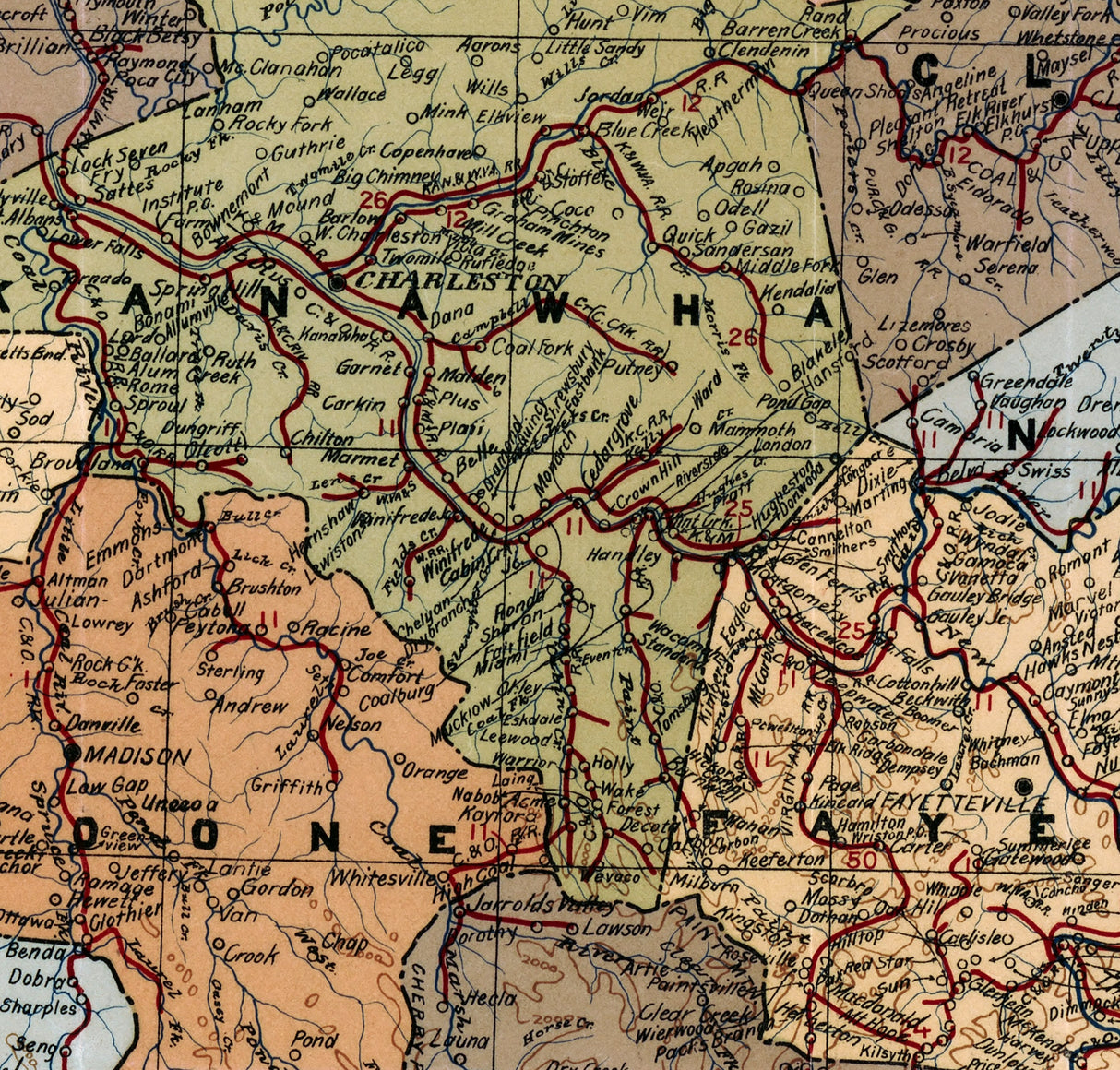 1917 Map of West Virginia Railroads