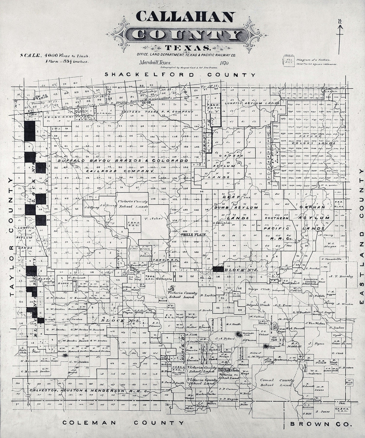 1870 Map of Callahan County Texas