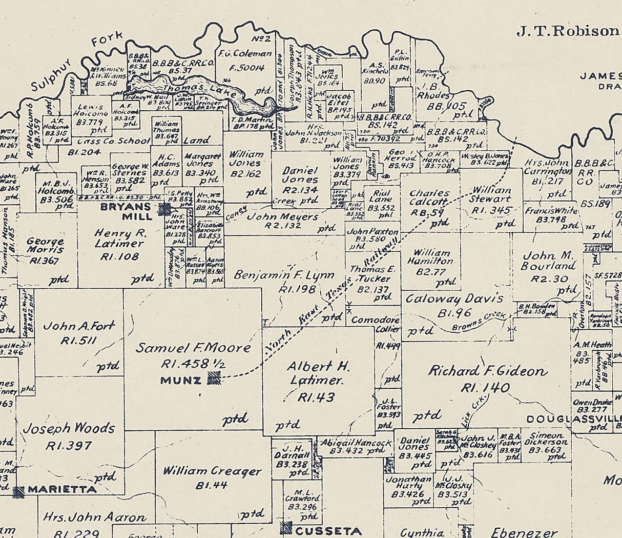 1911 Map of Cass County Texas