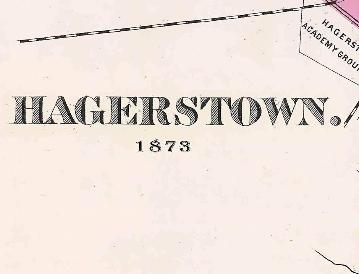 1873 Town Map of Hagerstown Maryland