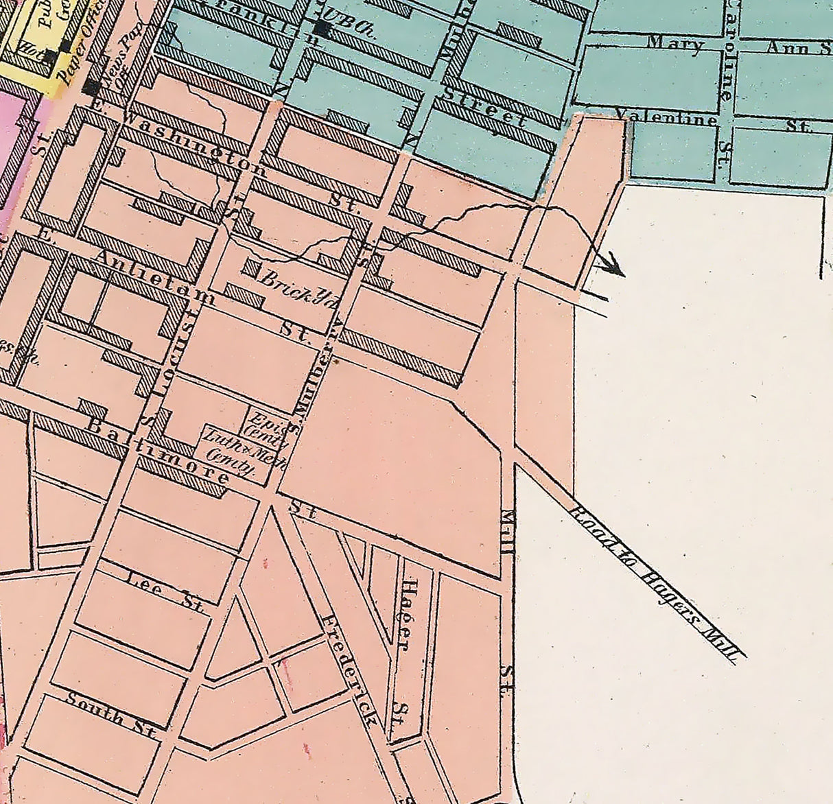 1873 Town Map of Hagerstown Maryland