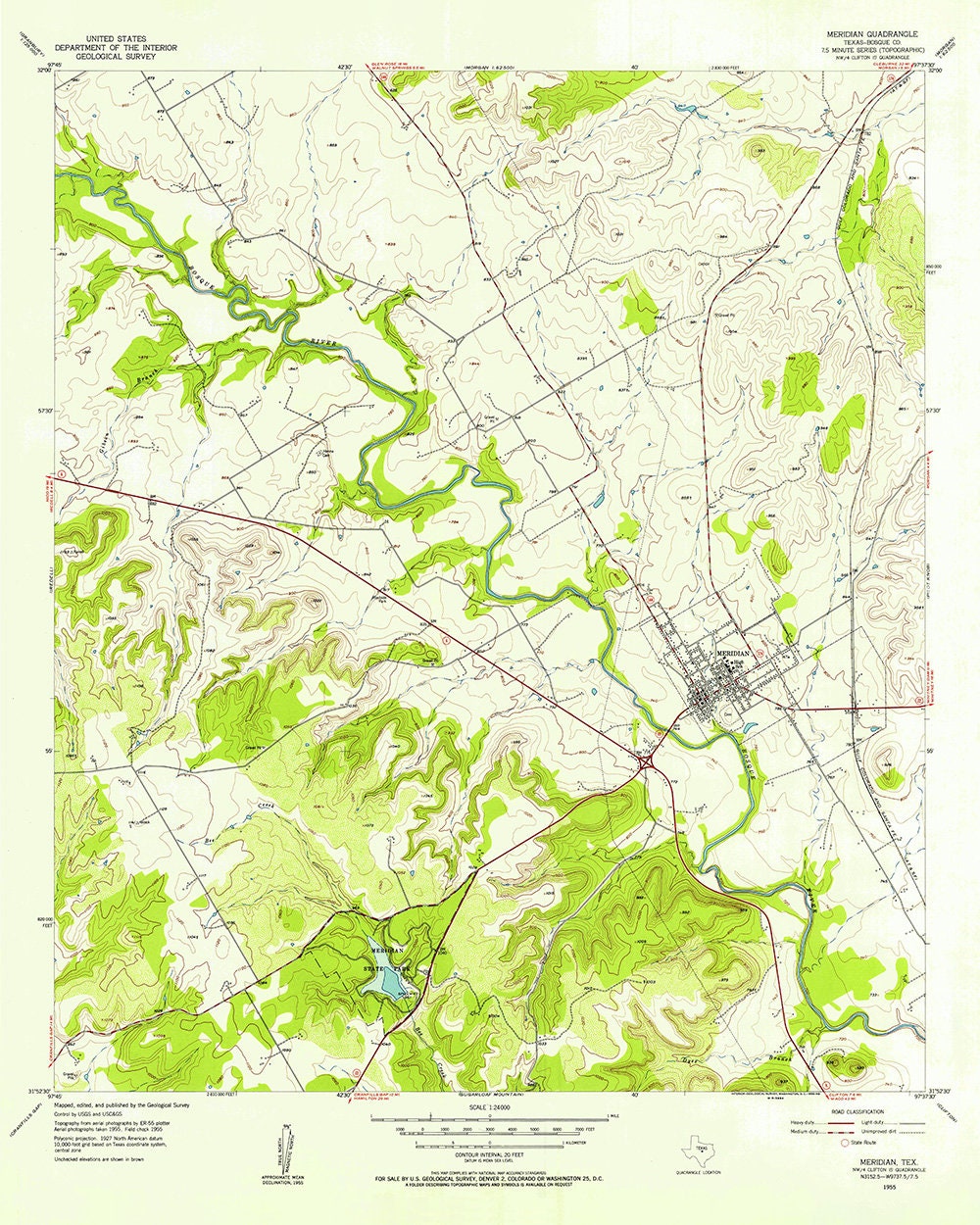 1956 Topo Map of Meridian Texas