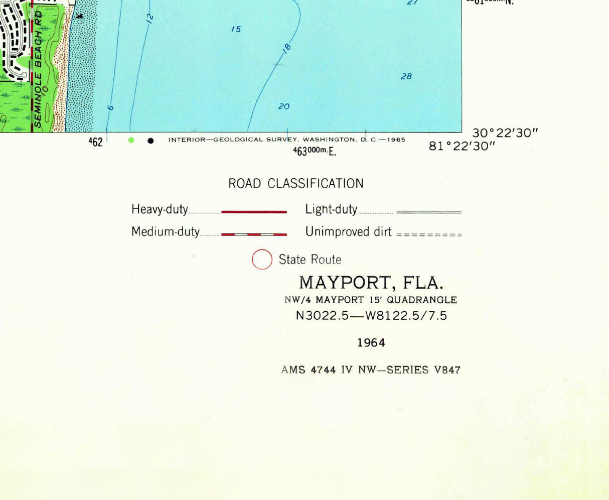 1965 Topo Map of Mayport Florida Talbot Island