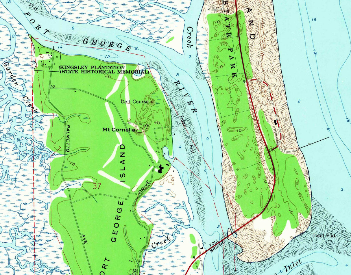 1965 Topo Map of Mayport Florida Talbot Island