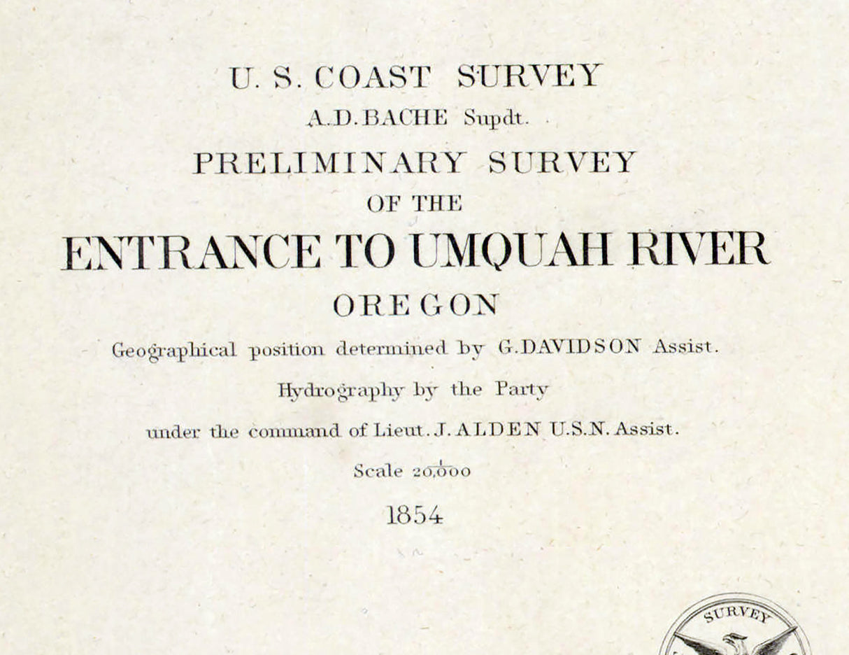 1854 Nautical Chart of Umquah River Oregon