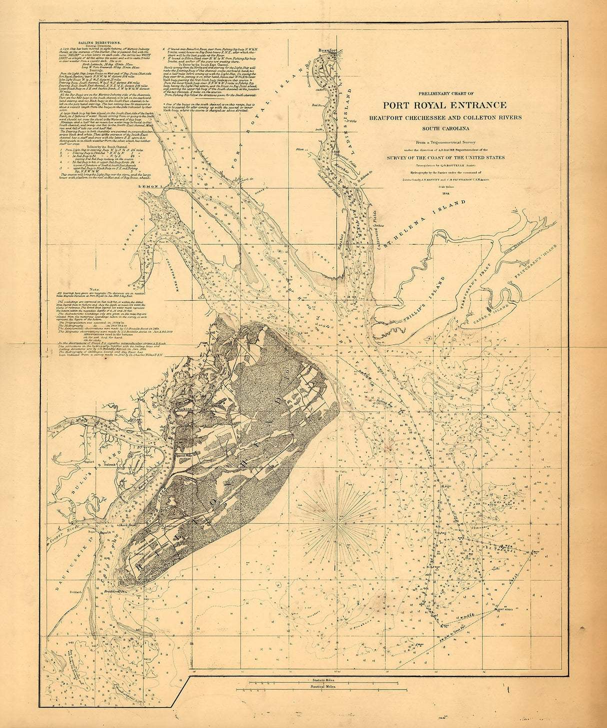 1862 Nautical Chart of Port Royal South Carolina Hilton Head Island