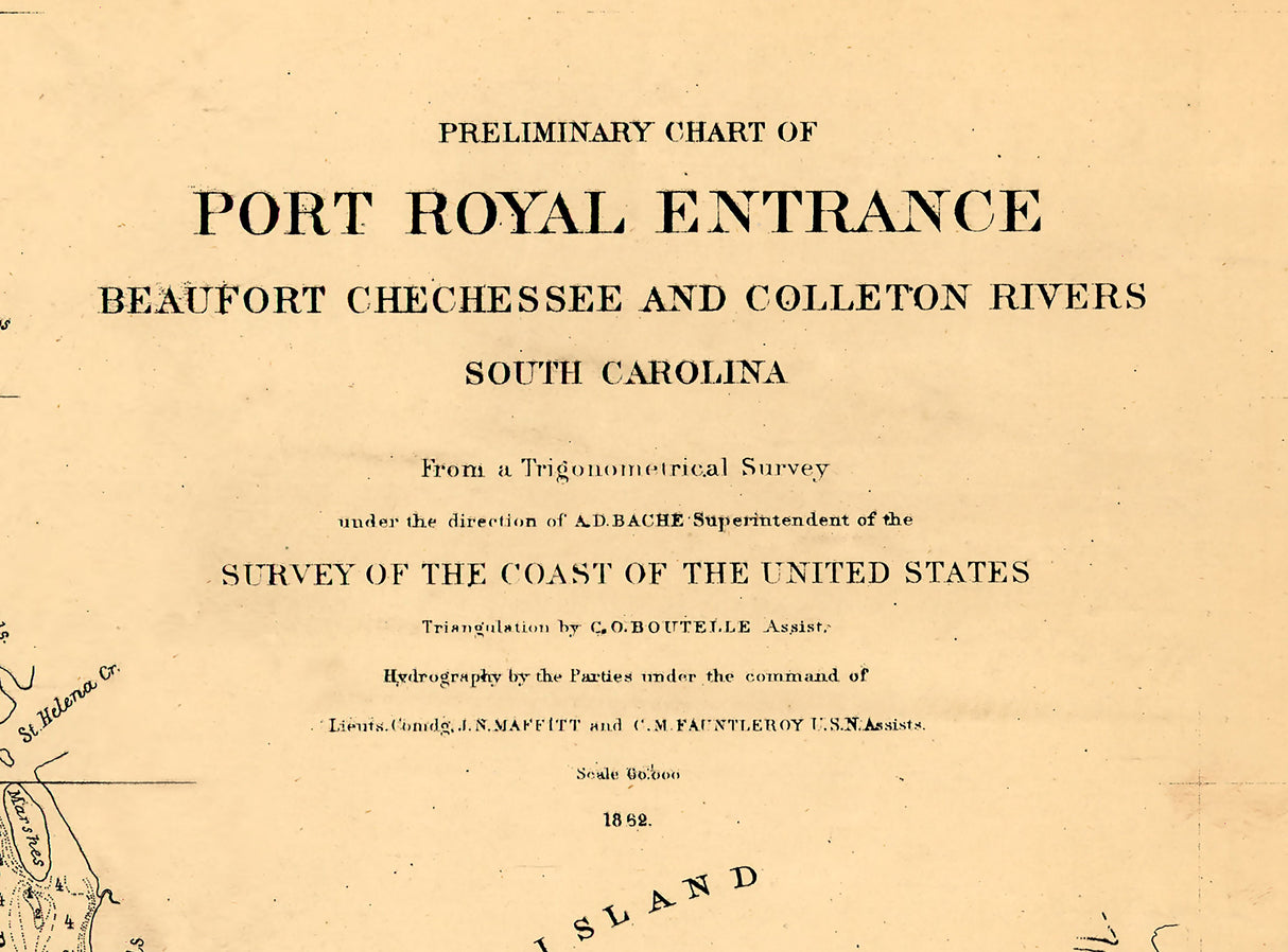 1862 Nautical Chart of Port Royal South Carolina Hilton Head Island