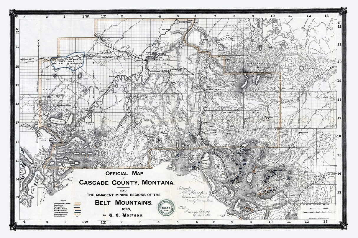 1890 Map of Cascade County Montana