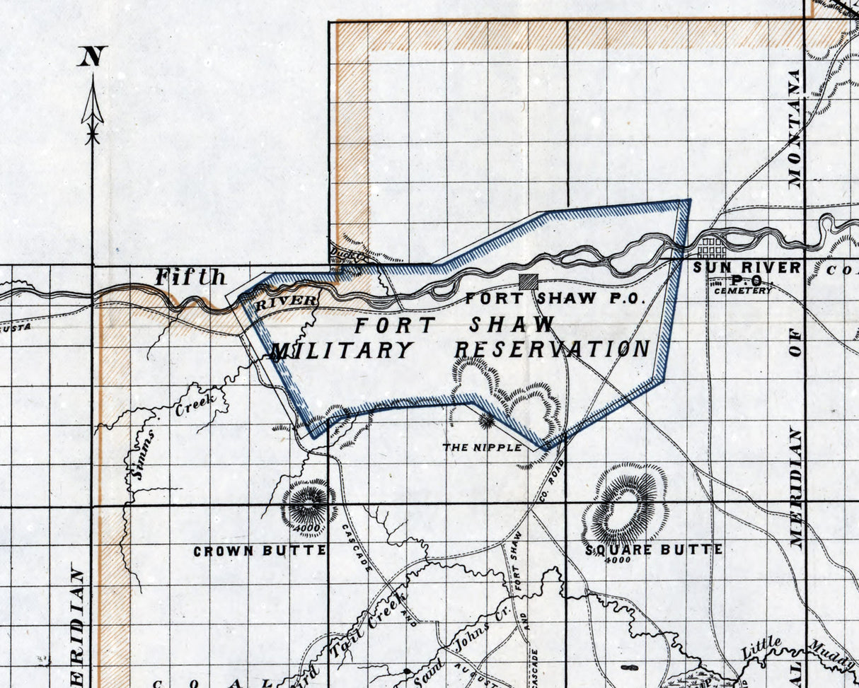 1890 Map of Cascade County Montana