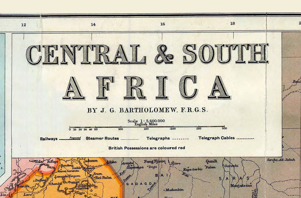 1910 Map of Central and South Africa