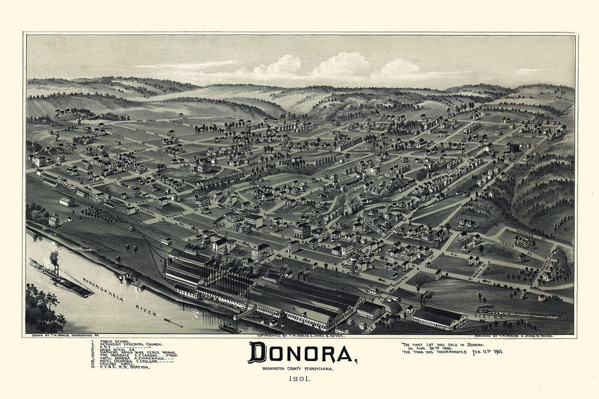 1901 Map of Donora Pennsylvania