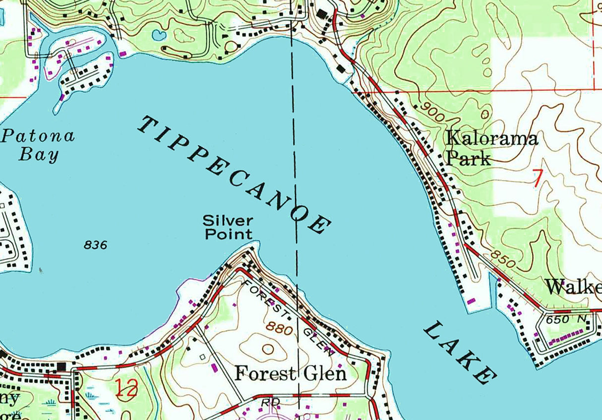 1992 Map of Tippecanoe Lake Indiana