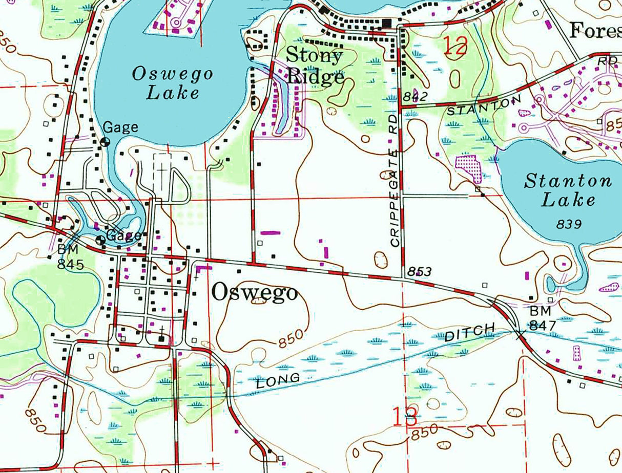 1992 Map of Tippecanoe Lake Indiana