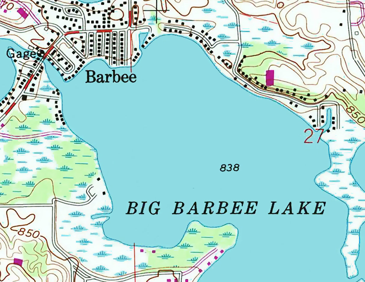 1992 Map of Big Barbee Lake Indiana