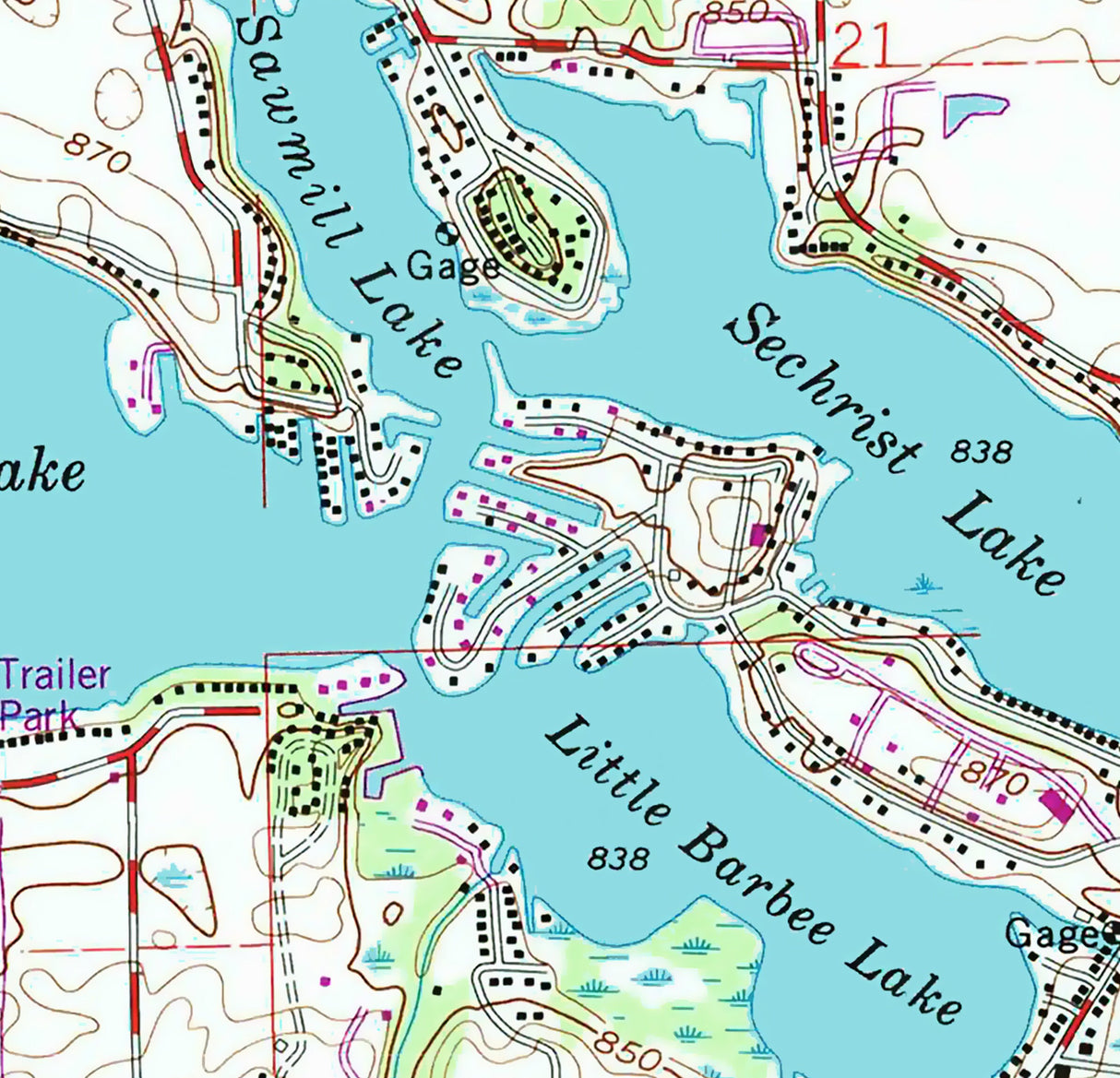 1992 Map of Big Barbee Lake Indiana