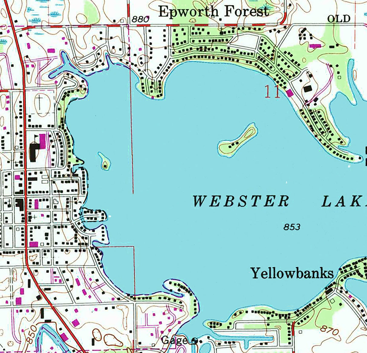 1992 Map of Webster Lake Indiana