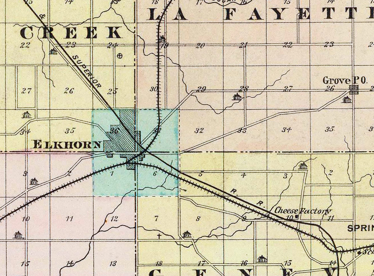 1878 Map of Walworth County Wisconsin