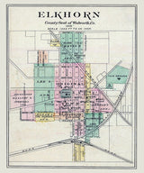 1878 Map of Elkhorn Walworth County Wisconsin