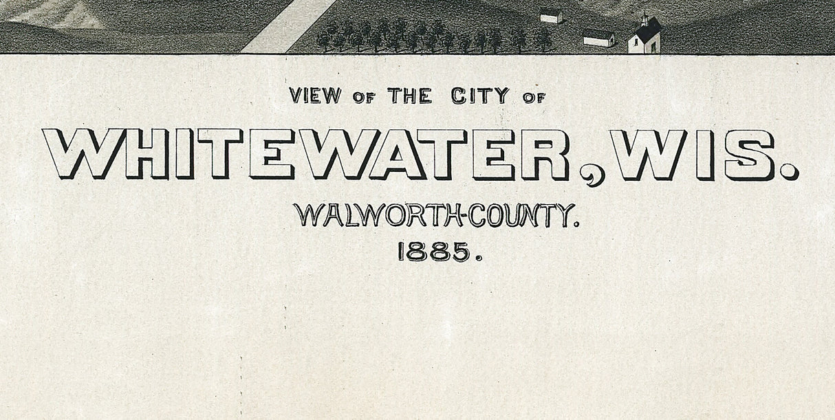 1855 Panoramic Map of Whitewater Walworth County Wisconsin