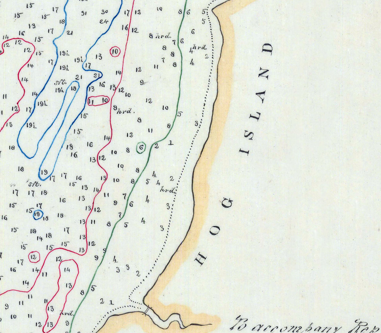 1856 Nautical Chart of Hog Island Bar Virginia