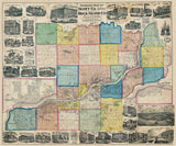 1859 Map of Scott County Iowa and Rock Island County Illinois