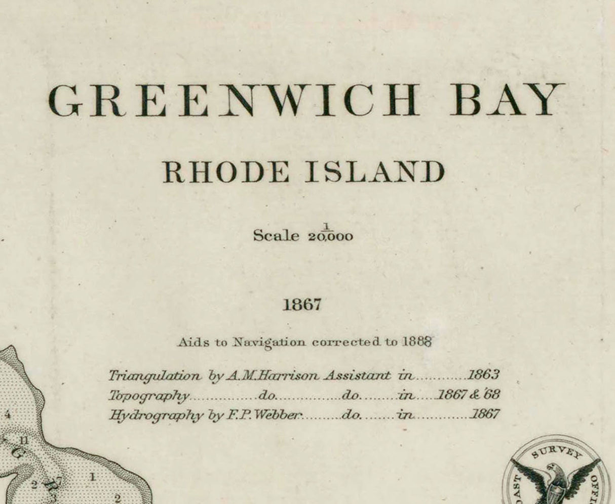 1867 Nautical Chart of Greenwich Bay Rhode Island