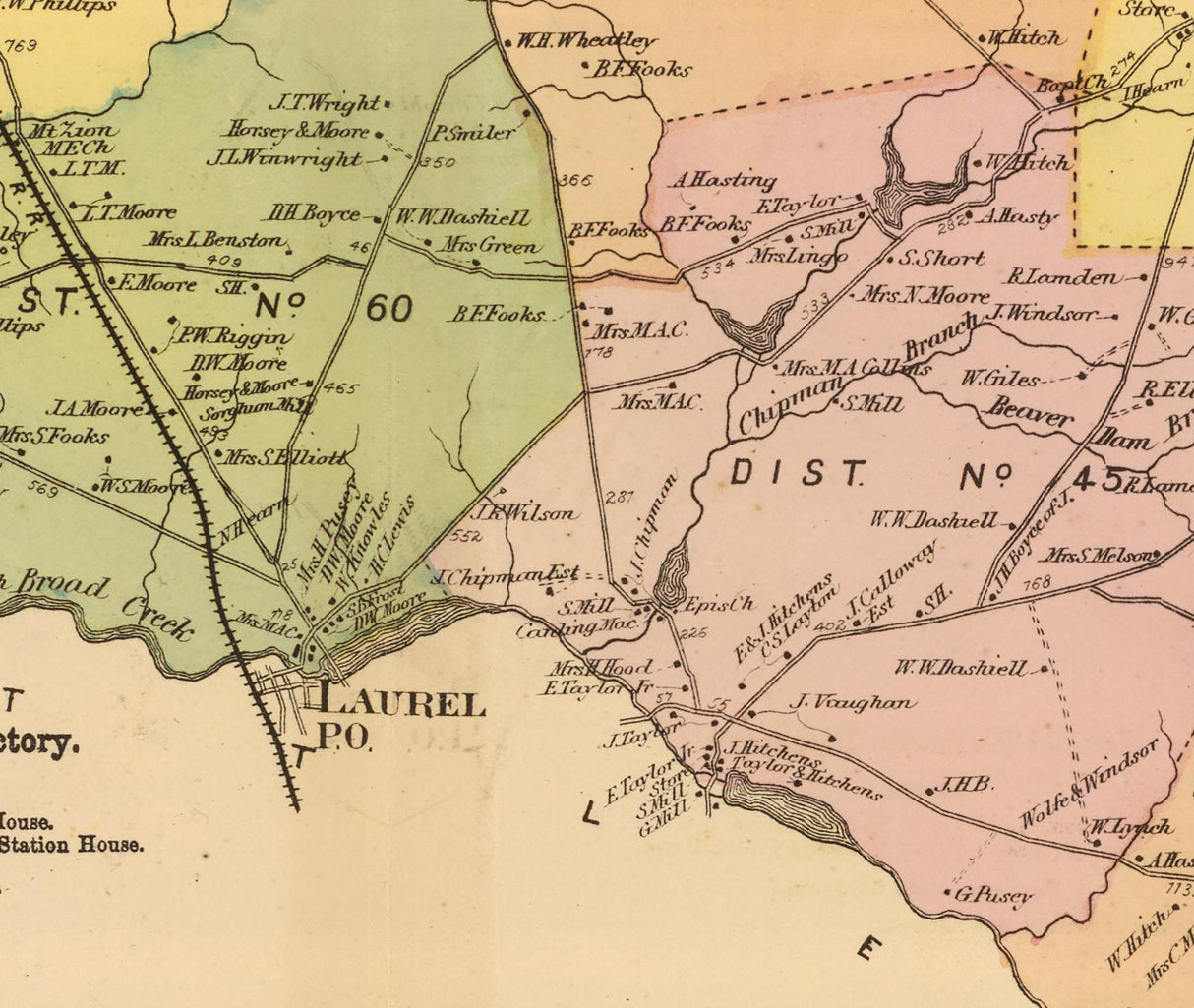 1868 Map of Broad Creek Sussex County Delaware