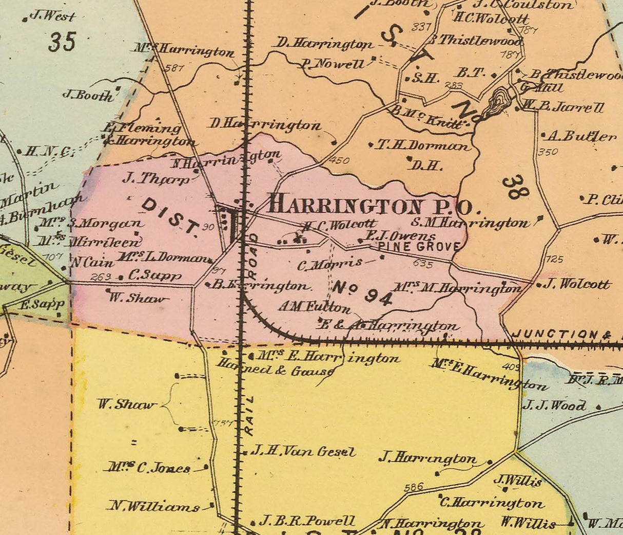 1868 Map of Mispillion Kent County Delaware