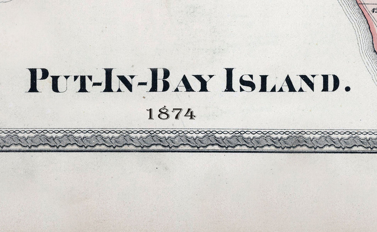 1874 Map of Put In Bay Island Ottawa County Ohio Lake Erie