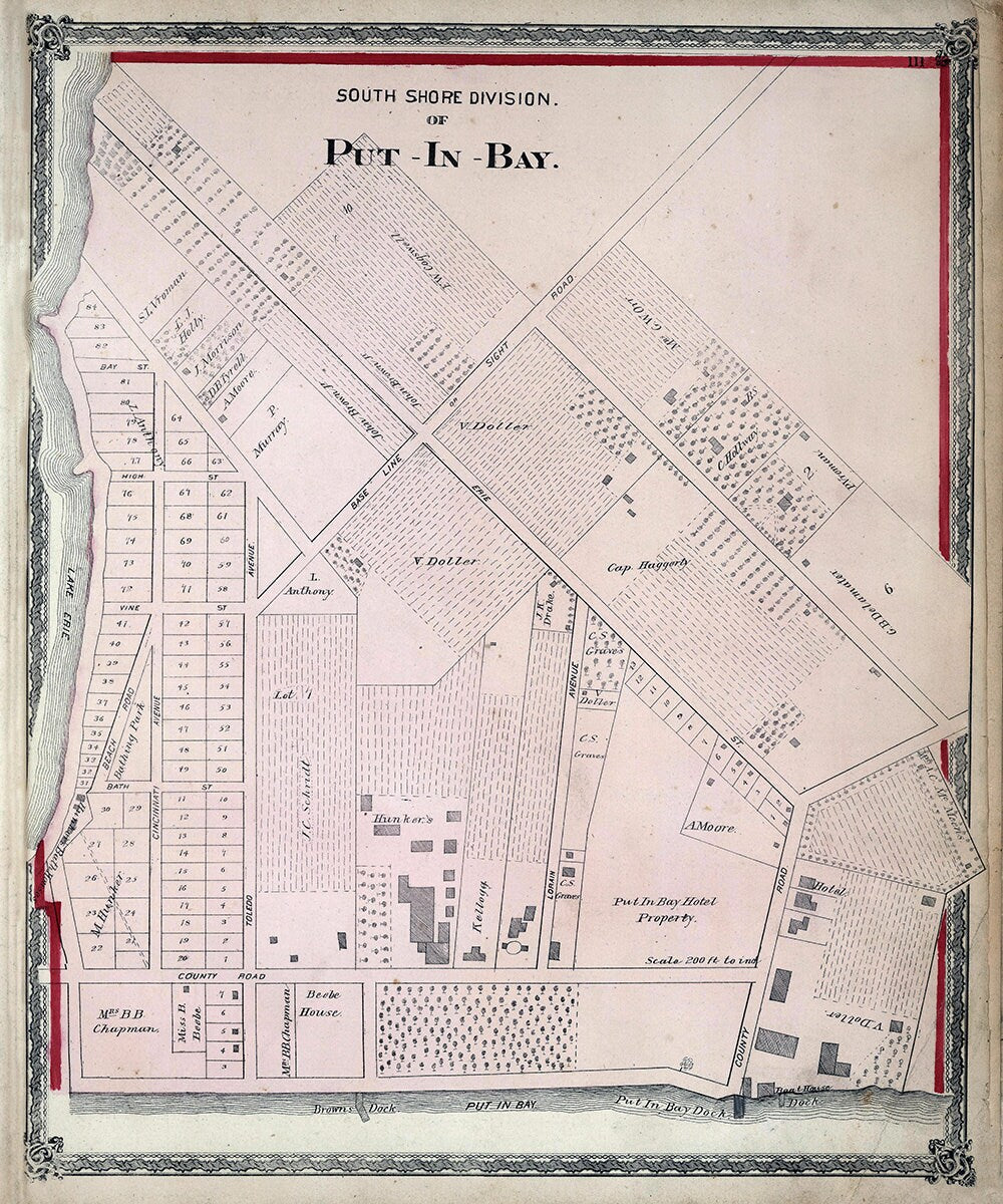 1874 Map of Put In Bay Ottawa County Ohio