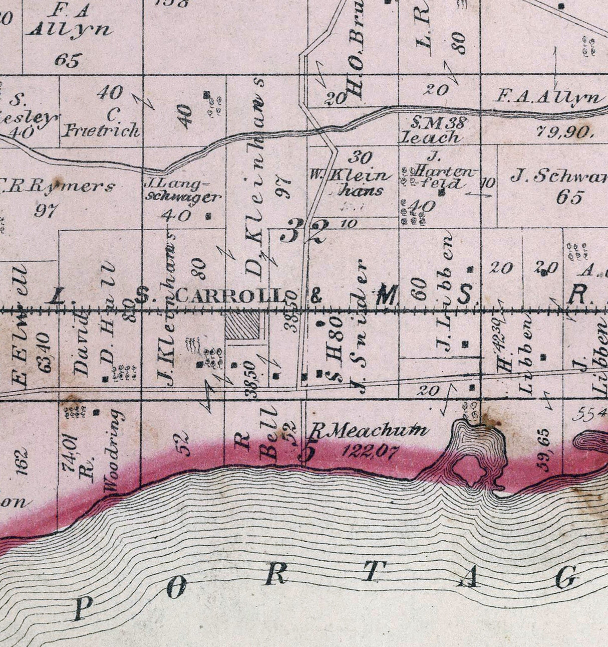 1874 Map of Erie Township Ottawa County Ohio