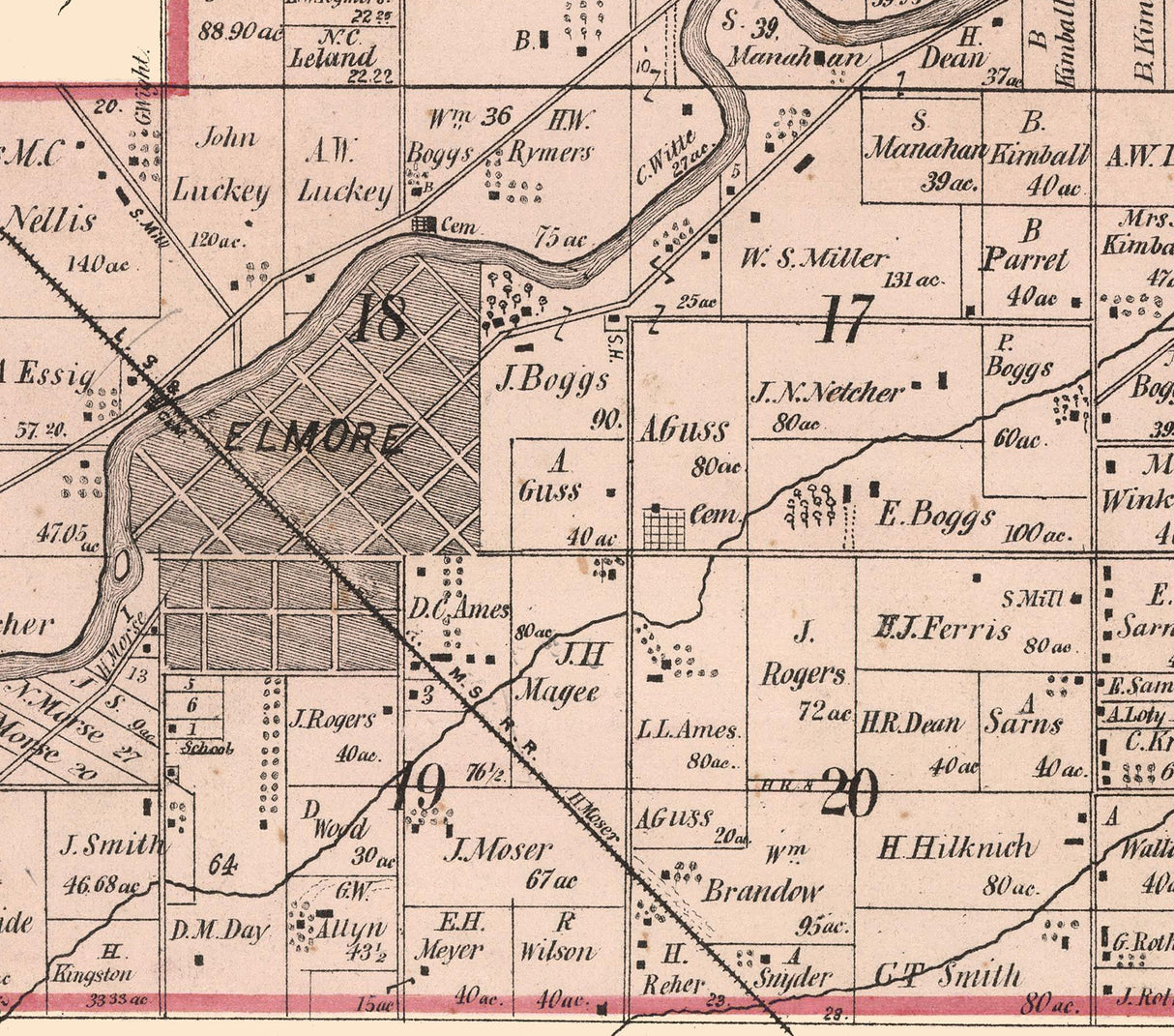 1874 Map of Harris Township Ottawa County Ohio