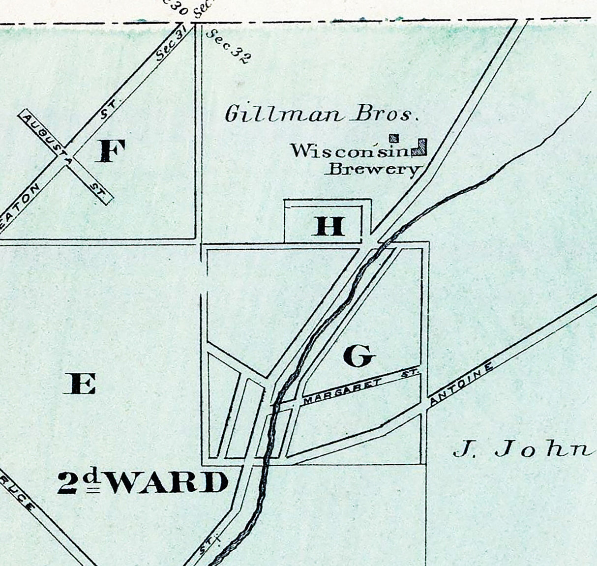 1878 Town Map of Mineral Point Iowa County Wisconsin