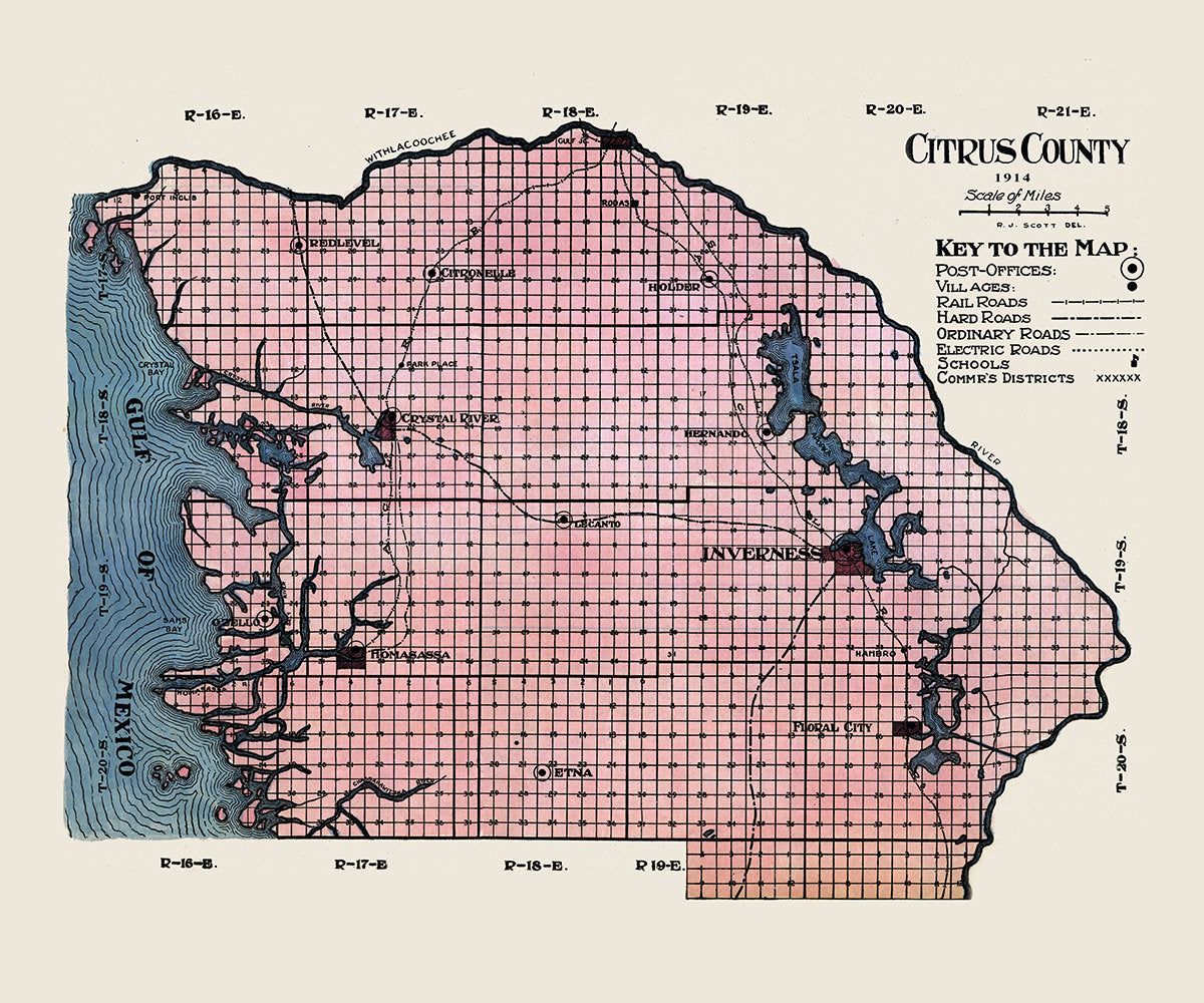 1914 Map of Citrus County Florida